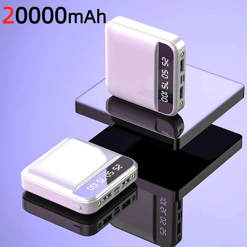 Portable Power Bank with Built-in Cable - High Capacity Fast Charger White 20000mAh Tidesmit