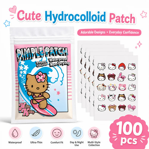 Tidesmit 100PCS Hello Kitty hydrogel acne patches for effective facial blemish removal and spot concealing