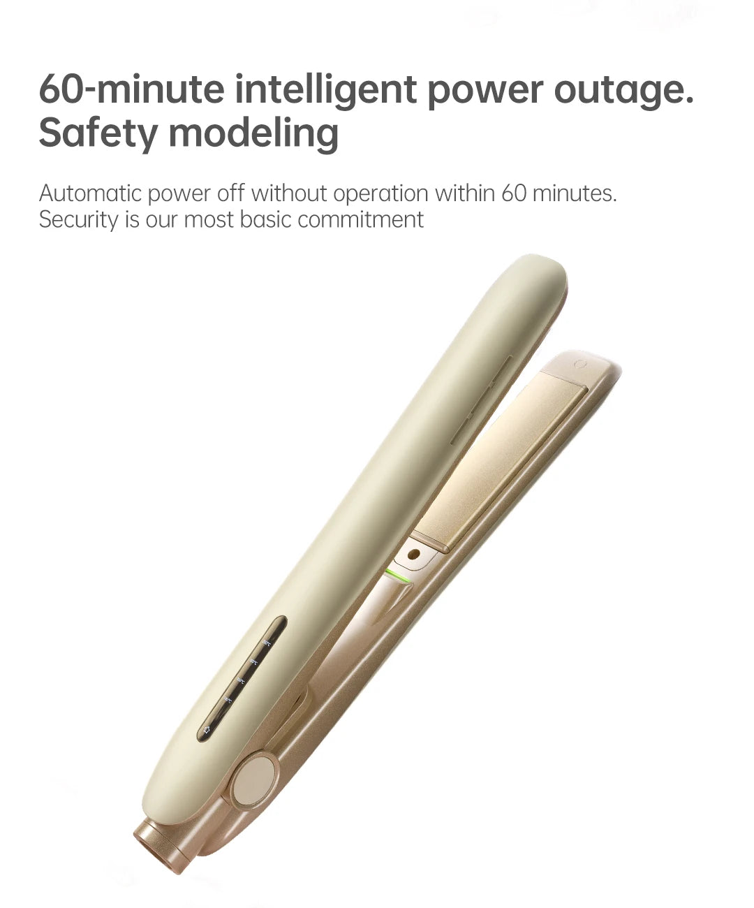 Gold 2-in-1 hair straightener and curler with smart 4-temp control and auto-shutoff safety feature.