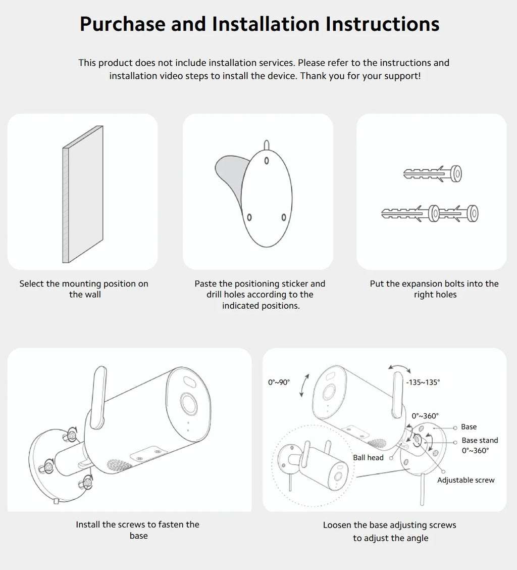 Xiaomi Outdoor Camera AW300 IP66 2K IP66 Full Color Night Vision Home Camera Video Surveillance IP Cam Detection Security Camera