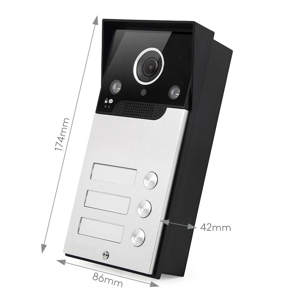 HOMSECUR Tuya App 7" WIFI Video Door Phone Intercom Doorbell Auto Recording For 3 Families