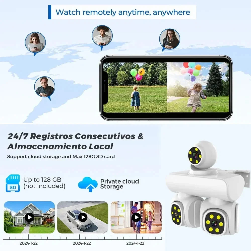 15MP Wireless Three Lens Three Screen Outdoor ICam365 APP PTZ IP Camera Surveillance Camera With Auto Tracking