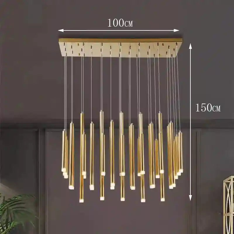 Crystal Stair LED Ring Light | Modern Dimmable Hanging Chandelier golden 33heads Tidesmit