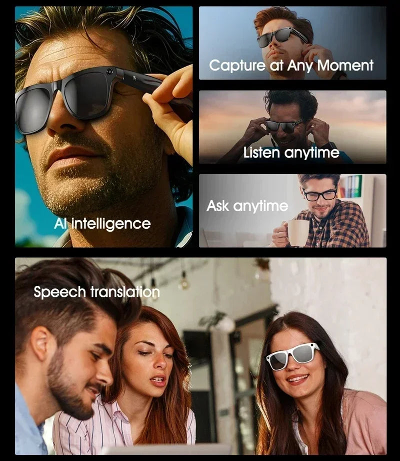 AI Smart Glasses with 100MP Camera and Spatial Audio - Tidesmit Tidesmit