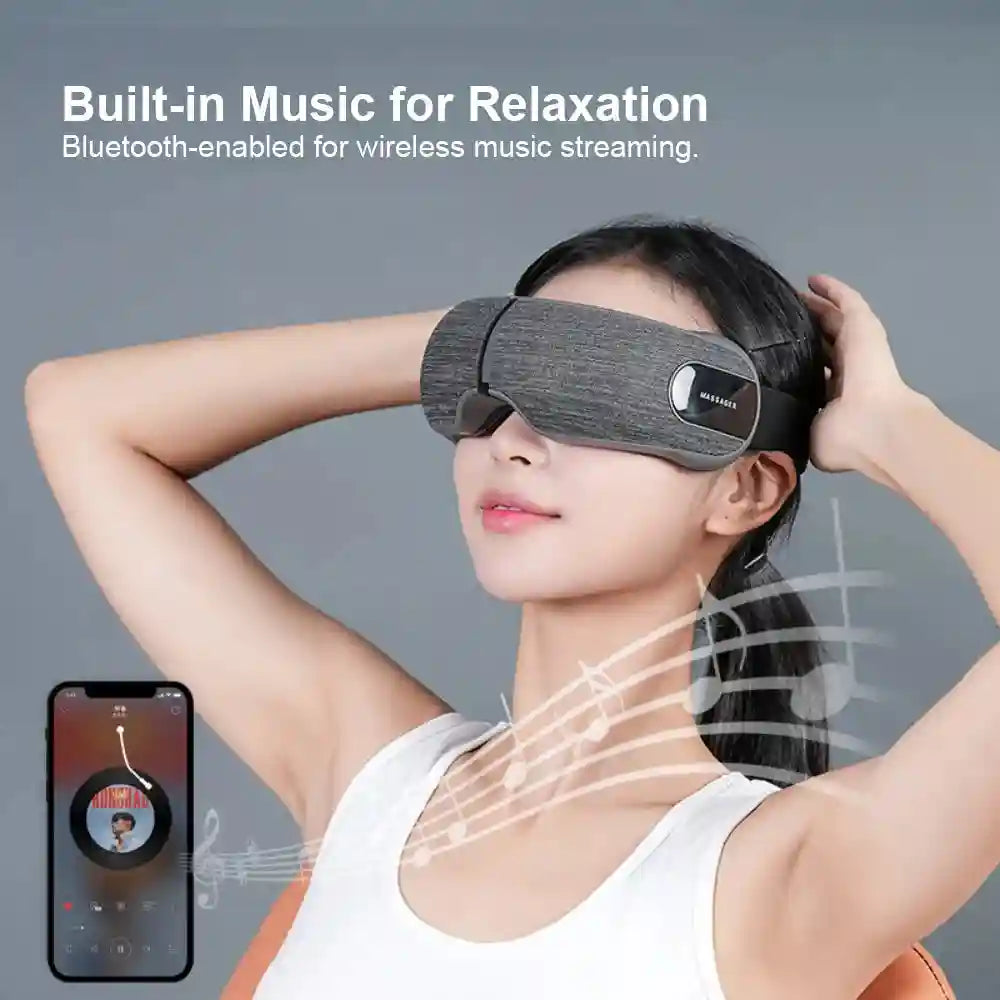 Smart Eye Massager with Heat and Air Compression - Black Eye Massage Instrument Tidesmit