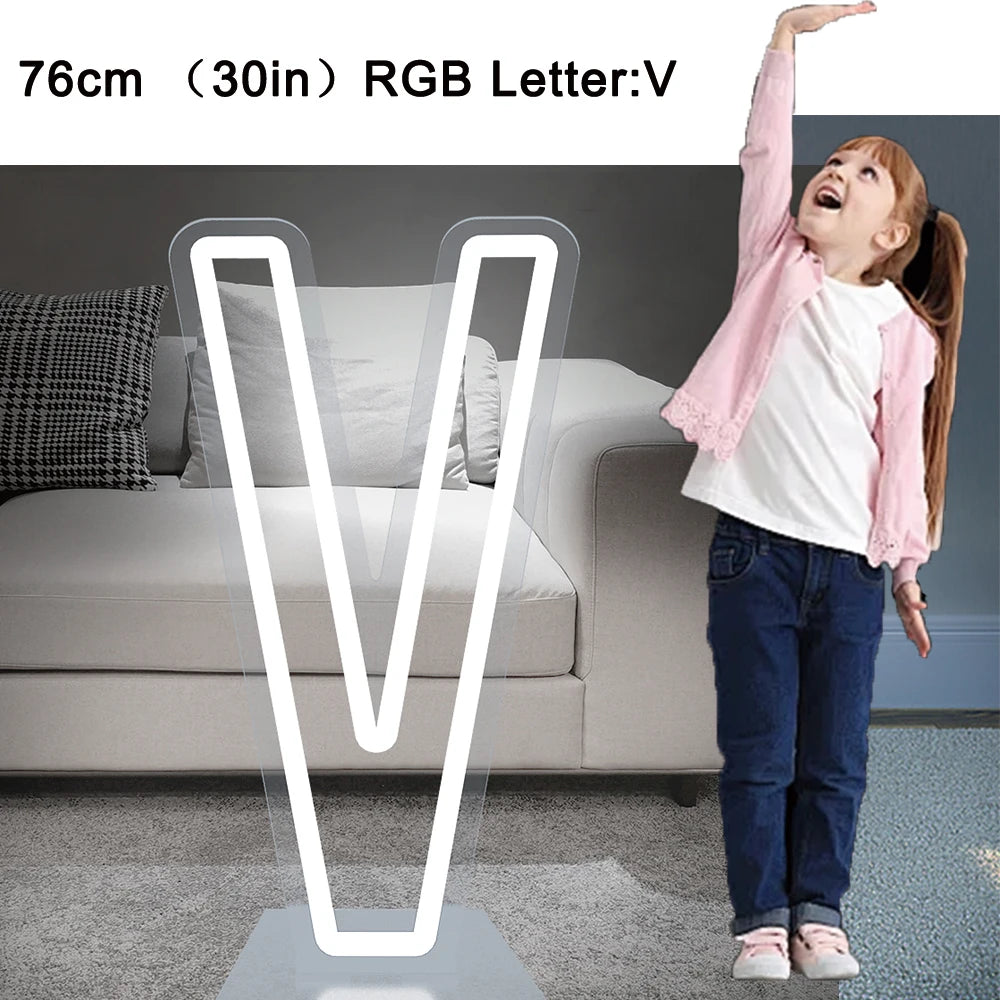 76cm Tall LED Alphabet Light Up Letters for Professional Event Decor 76cm V White Tidesmit