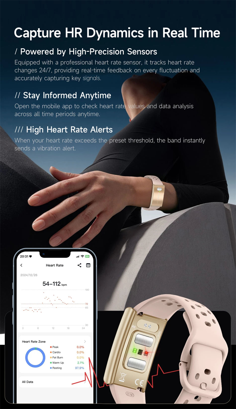 LIGE ECG HRV Health Smart Bracelet Heart Rate Blood Pressure Monitoring Body Fat BMI Body Temperature Fitness Tracker Smartwatch