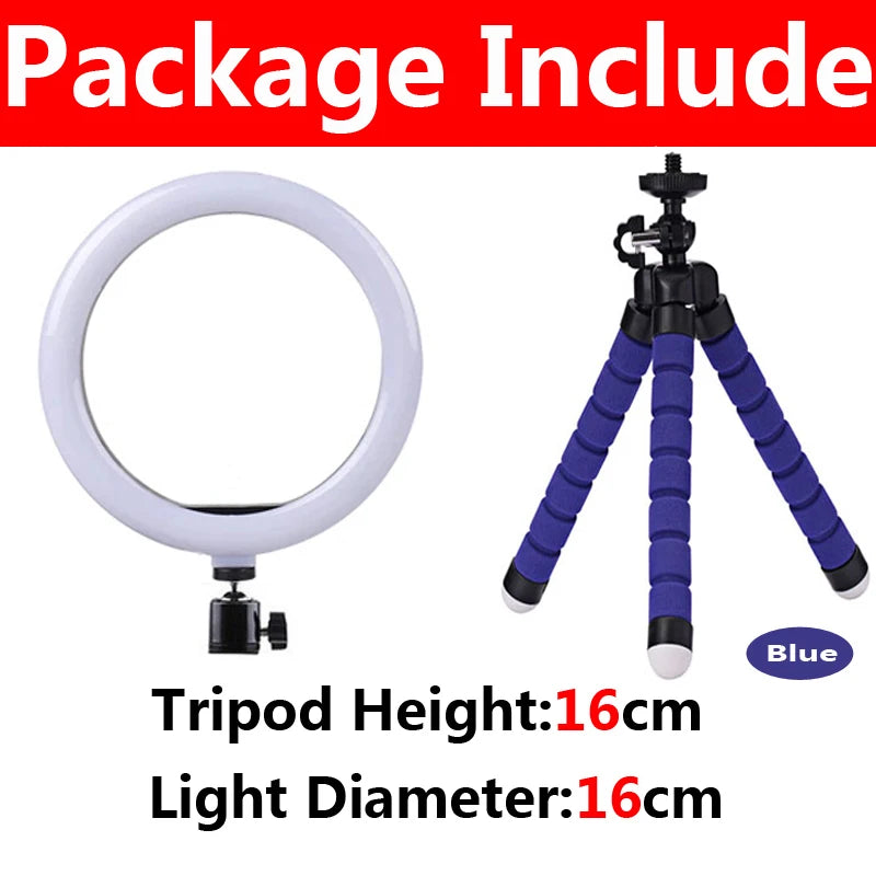 10-Inch LED Ring Light with Tripod – Adjustable Content Creation Lighting A-16cm Blue Tidesmit
