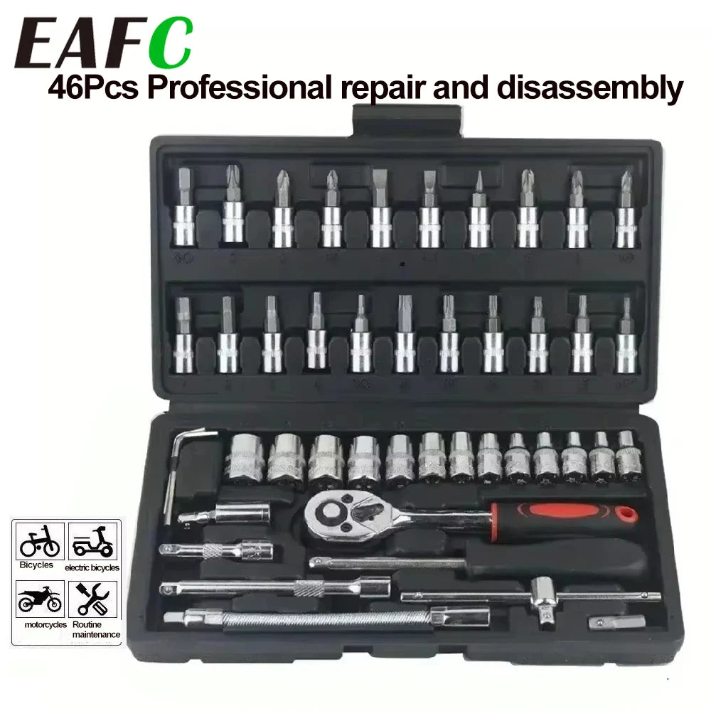 NEW Car Repair Tool Kit 46 Pcs/Set Socket Set Car Repair Tool Ratchet Torque Wrench Combo Auto Repairing Tool Set