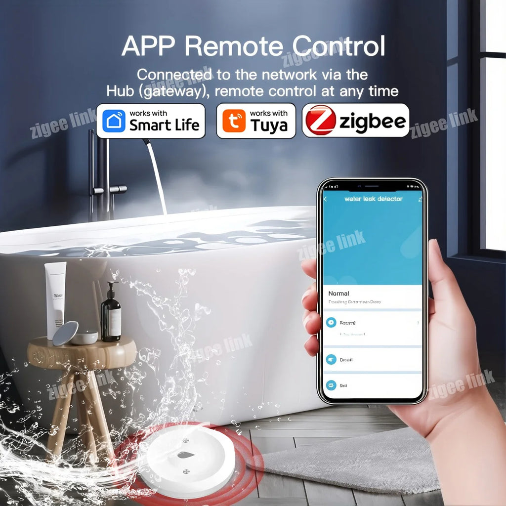 Smart Water Leak Sensor ZigBee 3.0 WiFi Flood Alarm for Home Automation Tidesmit