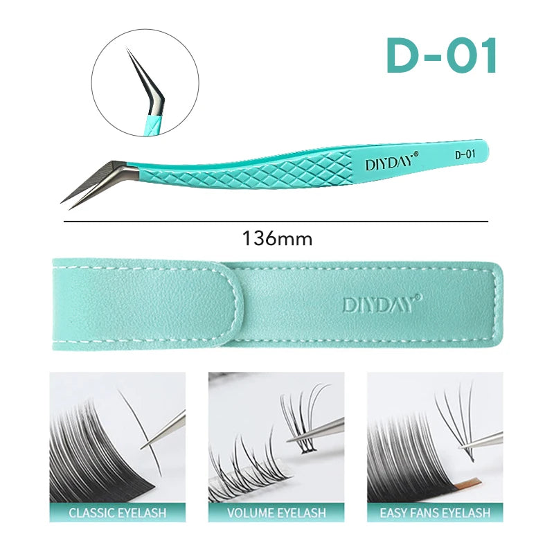 Eyelash Extension Tweezers D-01 | Precision Fiber Tip for Salon Results False Eyelashes D-01 TWEEZERS Tidesmit