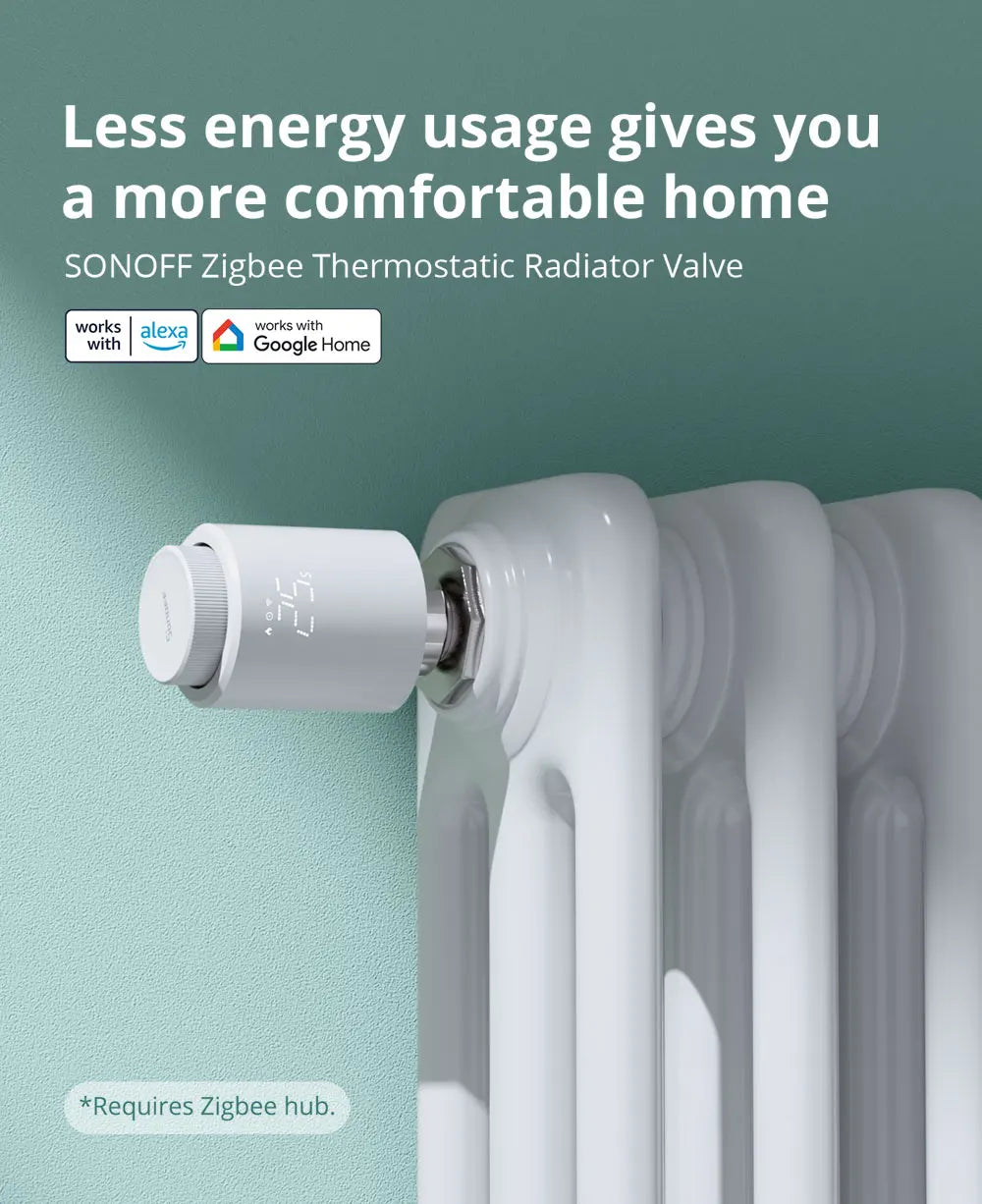 1-6PCS SONOFF TRVZB Zigbee Thermostatic Radiator Valve Smart Home eWeLink App Remote Control Works with SONOFF ZB Bridge-P