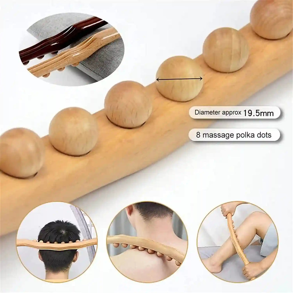 Wooden Gua Sha Massage Roller - Beech Wood Back Muscle Relief Tool Massage Roller Tidesmit