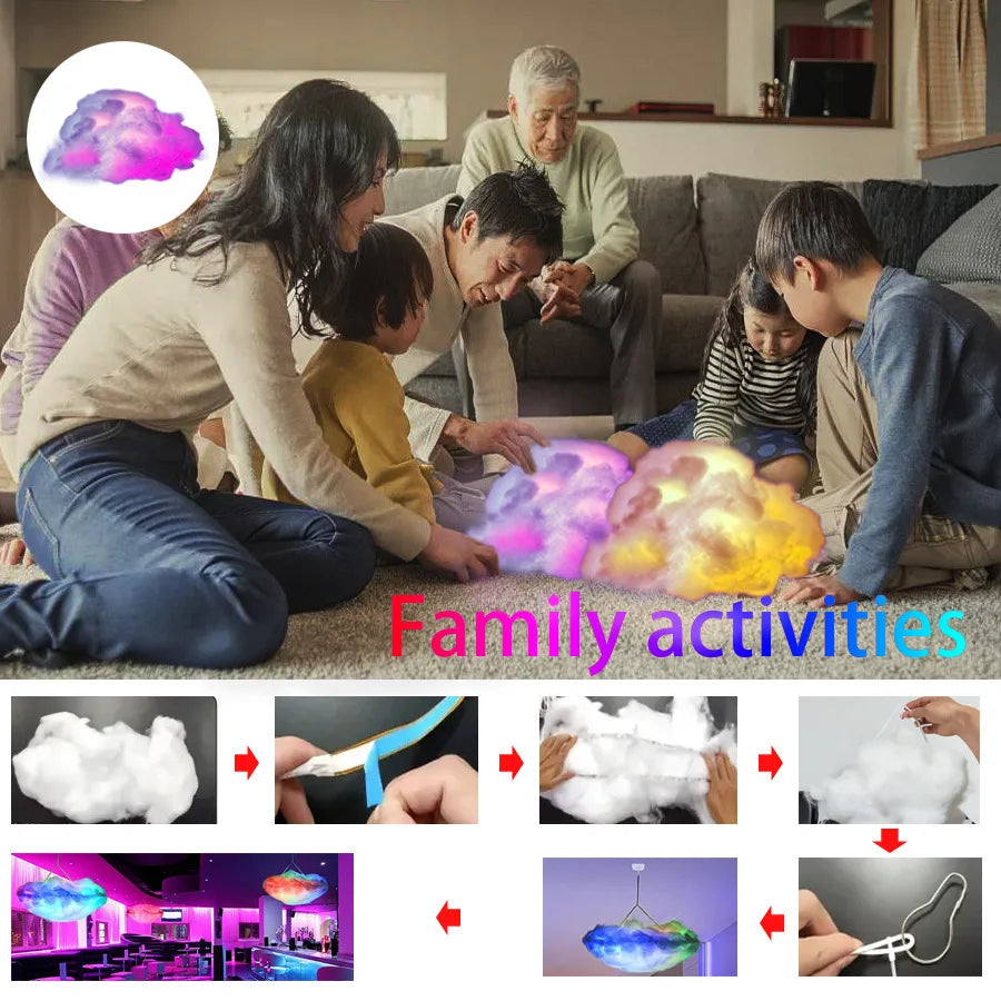 39.3inch 3D Thunder Cloud LED Ambient Light Remote and APP Control DIY Color Changing Light Lamp for Game Room Party Club