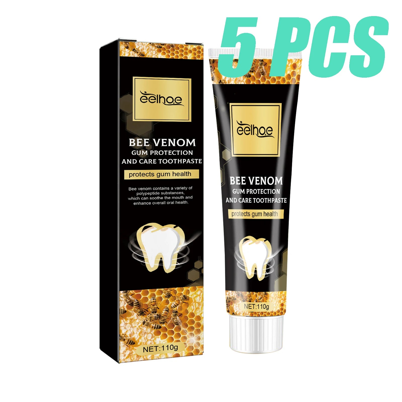 Tidesmit Bee Venom teeth whitening toothpaste for plaque removal, yellow teeth whitening, and fresh breath.