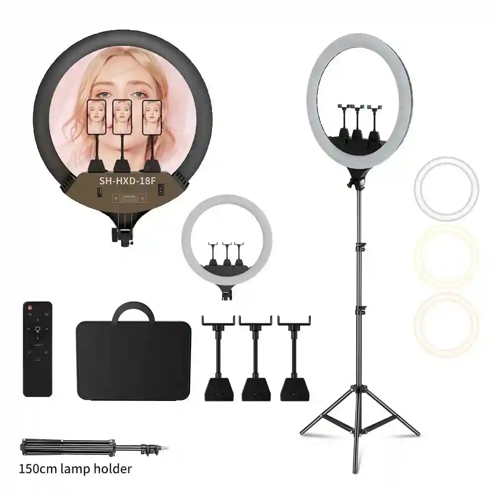 18 Inch LED Ring Light with Adjustable Tripod Stand for Content Creation 150cm Tripod Kit Tidesmit