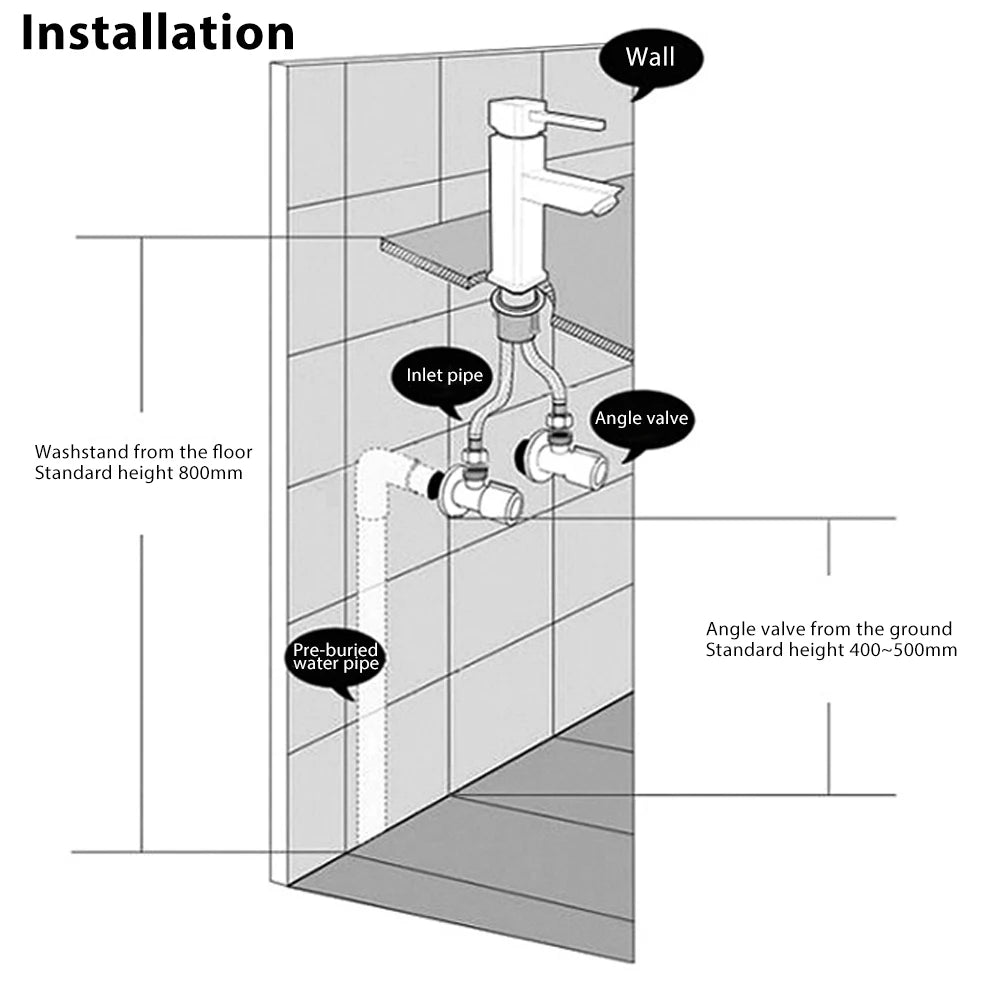 Stainless Steel Bathroom Faucet, Single Lever Basin Mixer, Anti-Oxidation 3-Layer Plating, Timeproof Rustproof, Washbasin Tap