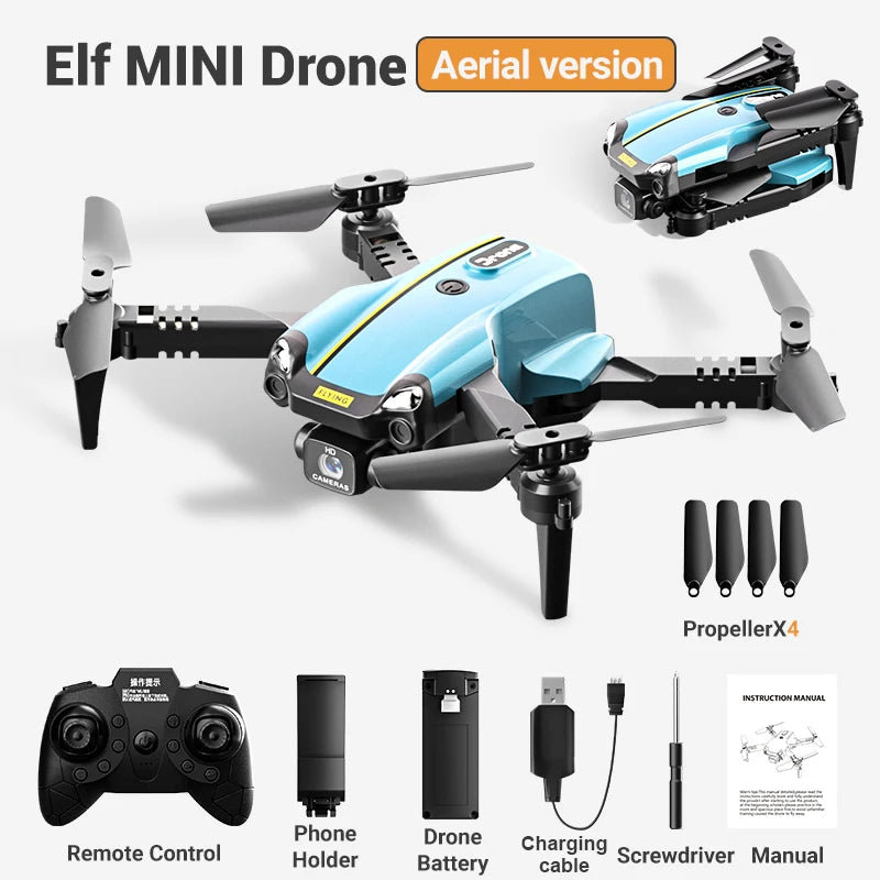 Mini Camera Drone with HD Optics - Foldable Beginner Quadcopter Blue Aerial Tidesmit