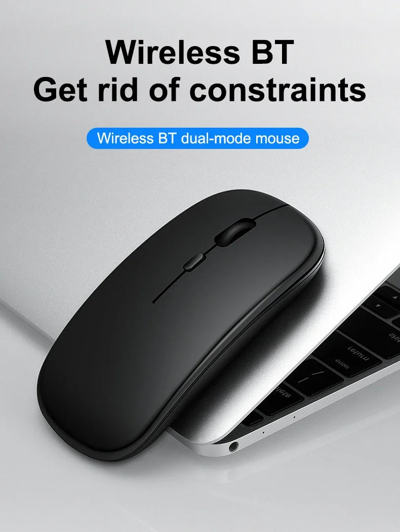 Wireless Mouse with 2.4G Bluetooth-compatible Dual Modes, 1600 DPI Adjustable, Silent Clicking, Portable Ergonomic Laptop Mouse