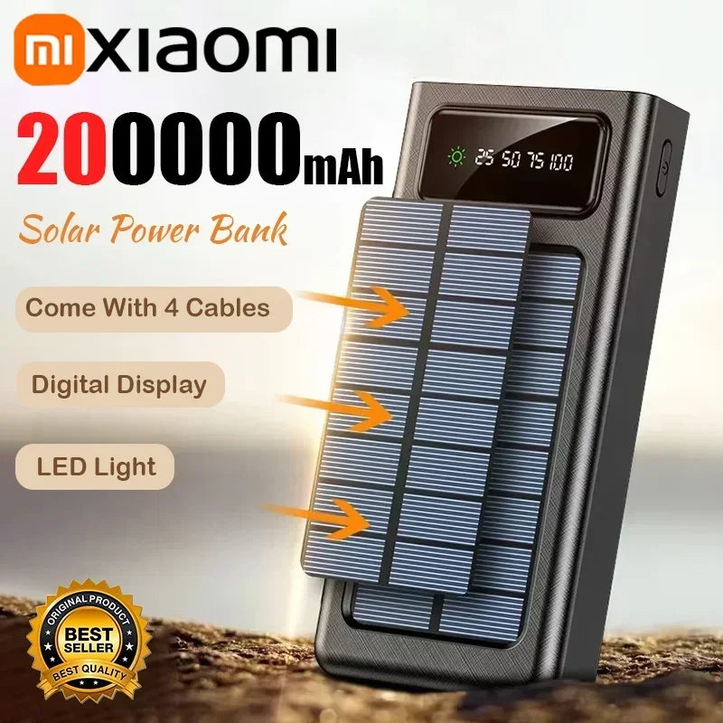 Portable Fast Charging Power Bank 80000mAh - 200000mAh with 4 Cables Tidesmit