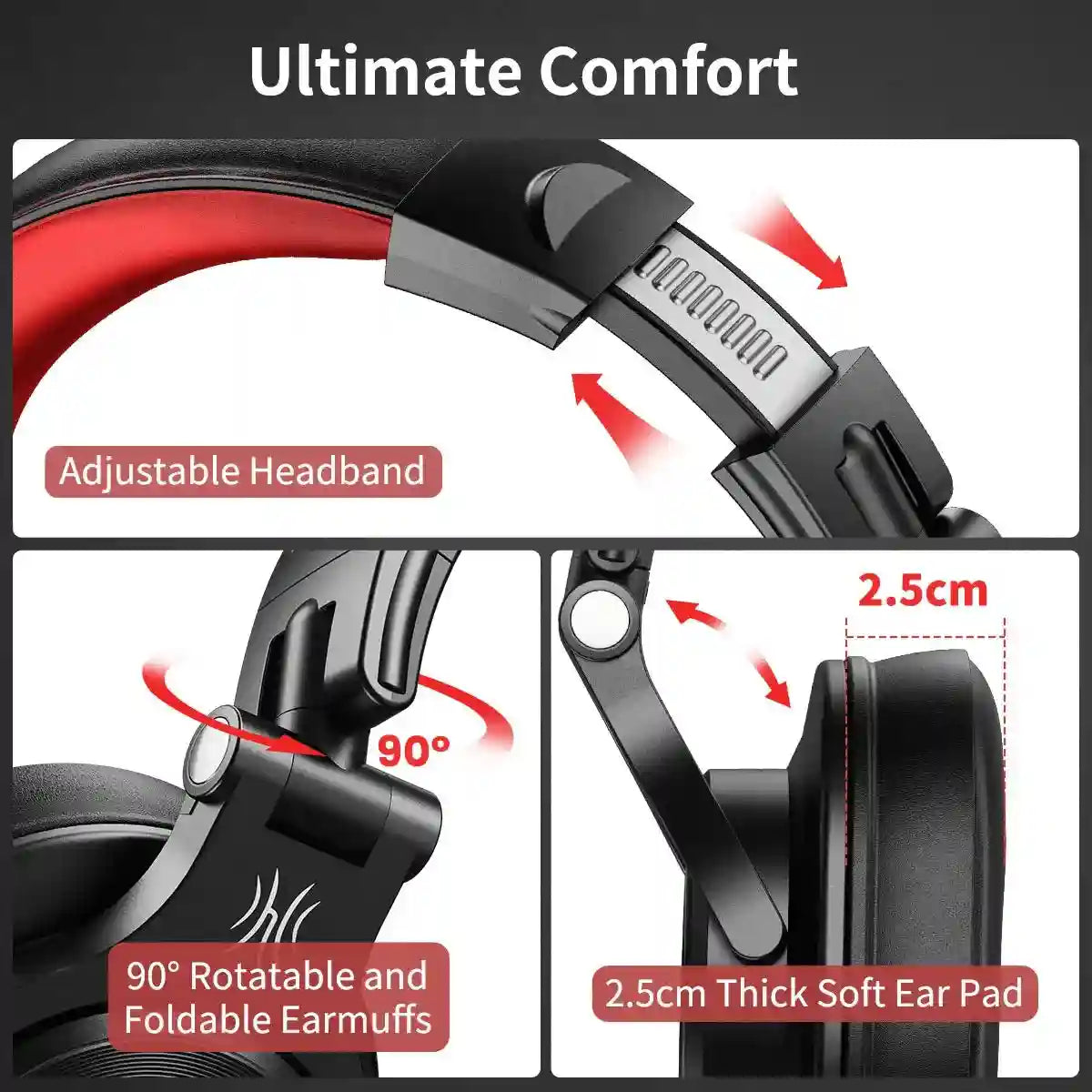 Wired Over-Ear Studio Headphones with Integrated Microphone Tidesmit