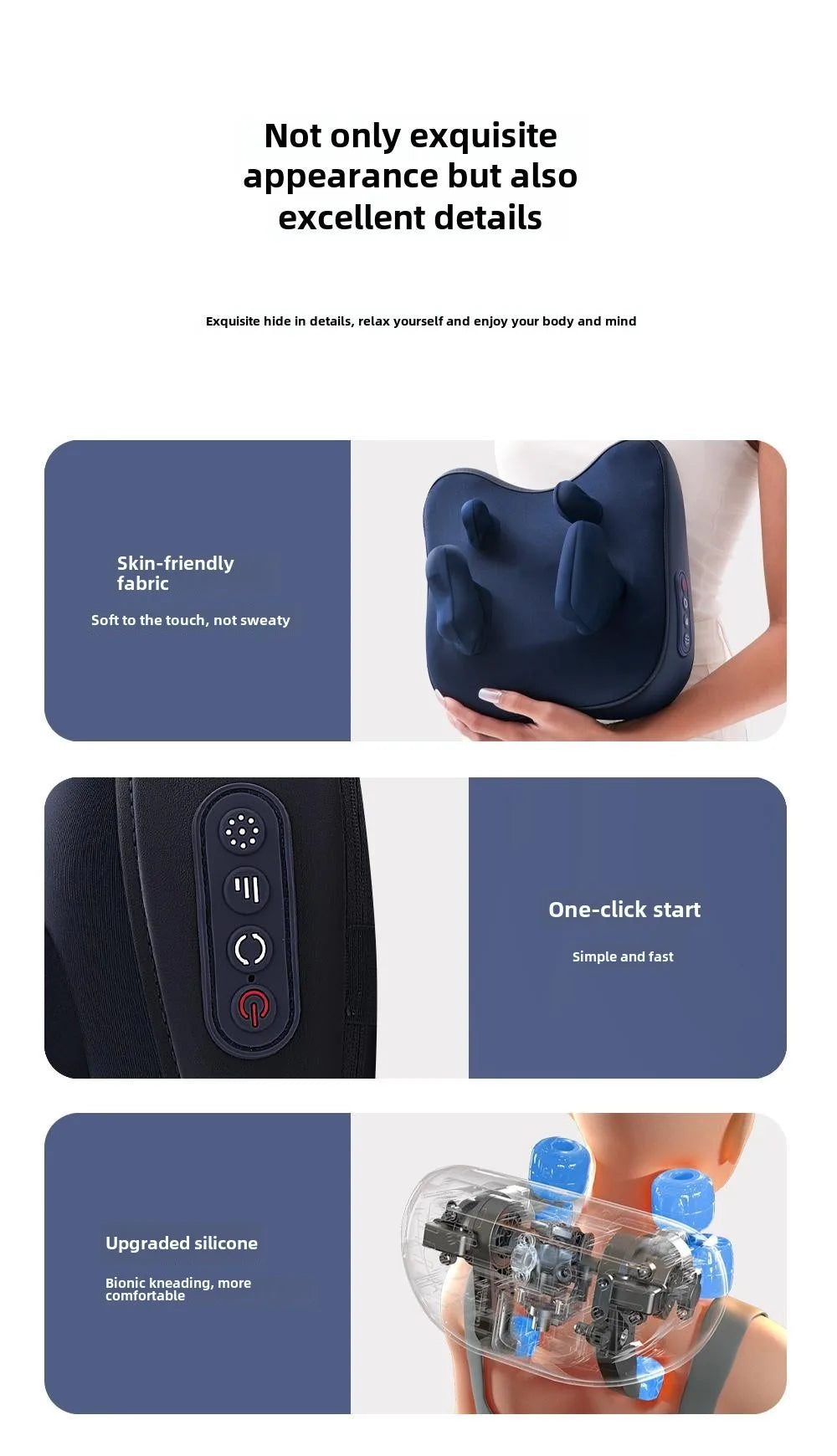 Shiatsu Neck Massager Wireless Rechargeable Heat Therapy - Tidesmit Relaxation Treatment Tidesmit