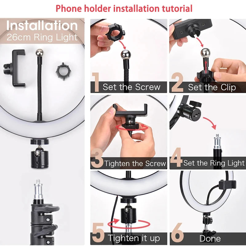 LED Ring Light for Video Recording & Streaming - 16cm to 33cm Options Tidesmit