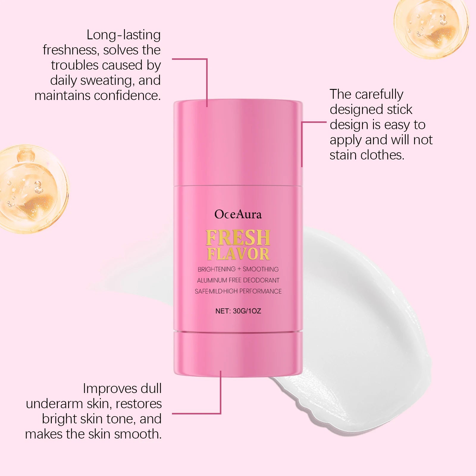 Tidesmit long-lasting antiperspirant stick, a portable refreshing underarm cream for anti-sweating and odor removal.