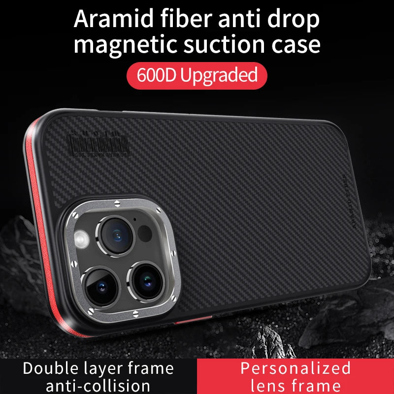 Aramid Fiber Magnetic Case for iPhone 15 Pro - Military-Grade Protection Tidesmit