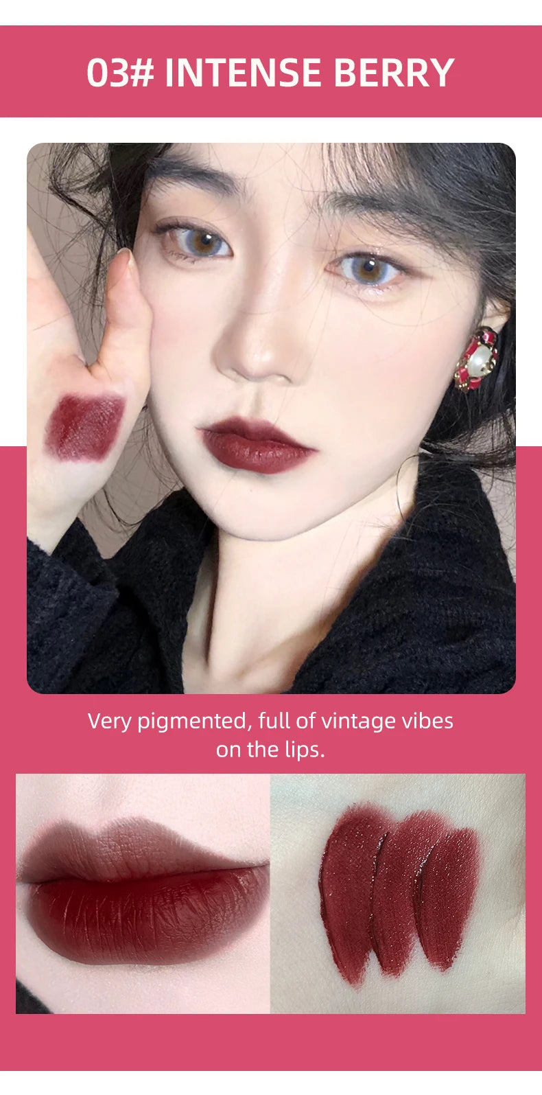 Tidesmit 6-piece matte liquid lipstick and lip plumper makeup gift set featuring 4 colors and necklace detail view