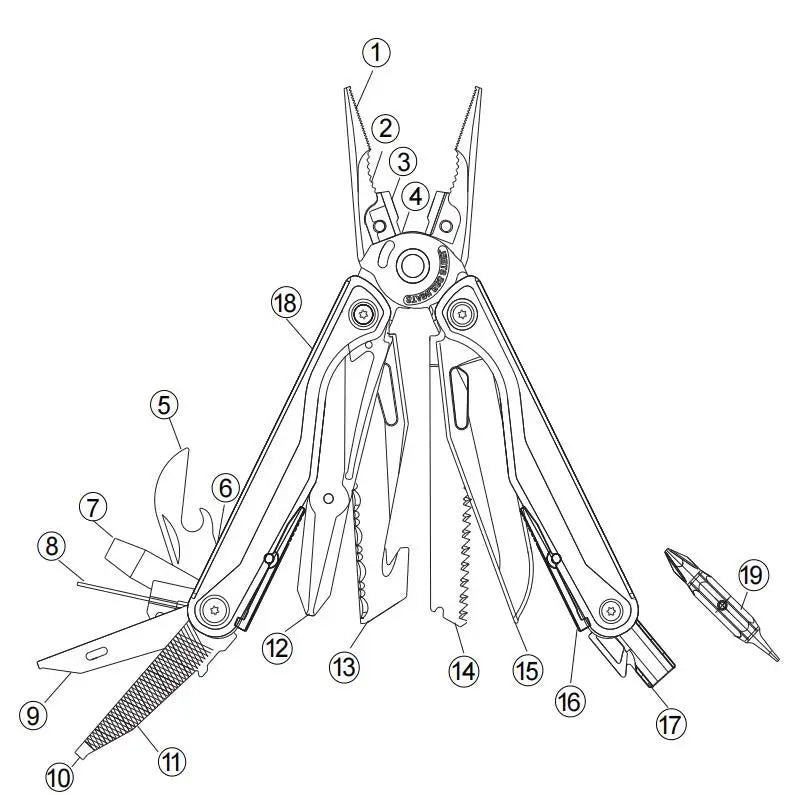 Daicamping DL7 Titanium Alloy Handle Outdoor Camping Multitools Set Folding Knife Scissor EDC Multi Tools Pliers Hand Tools Set