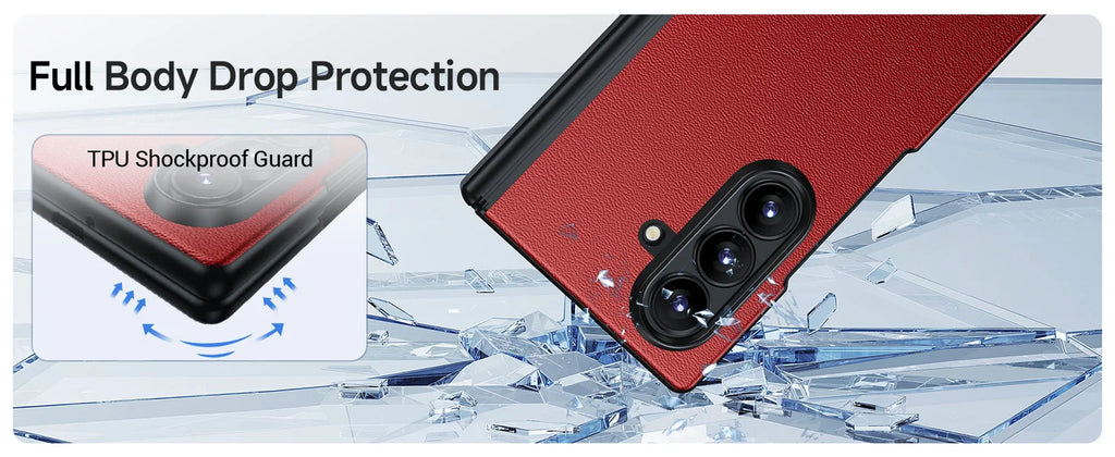 Samsung Galaxy Z Fold 7 Leather Case, Slim Magnetic Shock-Absorbing Cover Tidesmit