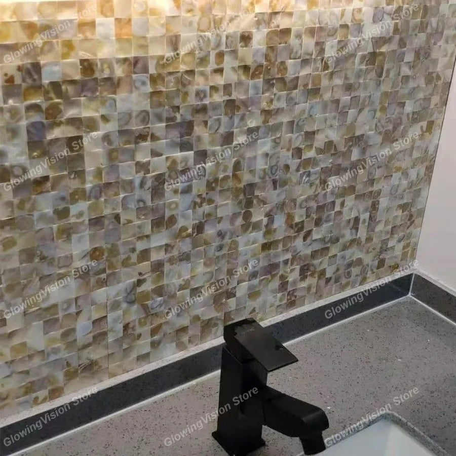 30 CM Natural Shell Mosaic Tile Sticker Sheet Mother of Pearl Wallpaper Tile for Interior Decoration Bathroom Kitchen Wall Tiles