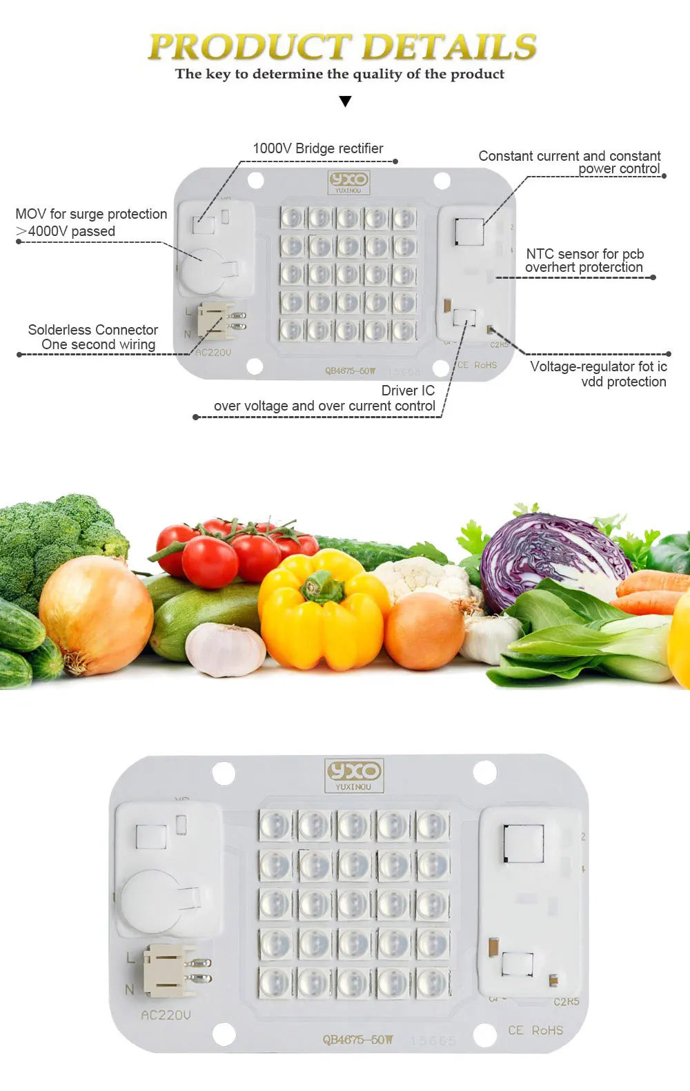Quantum LED Grow Light Chip LM283B+ 100W 50W DOB COB Full Spectrum Welding Free 220V 110V LED Chip For Indoor Plants