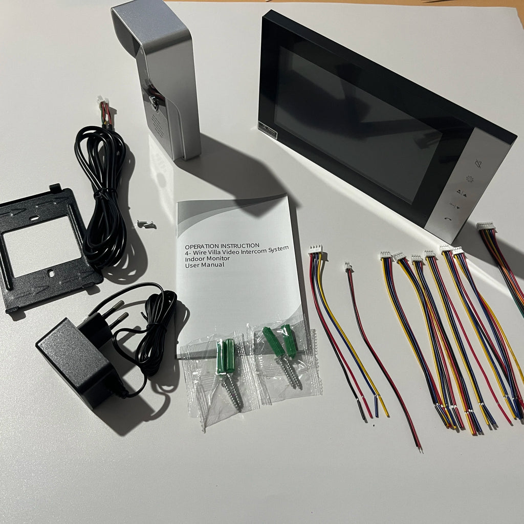 4 Wire 7 Inches Wired Video Doorbell Door Phone Support Unlock, Monitoring, Dual-Way Intercom for Villa Home Office Apartment