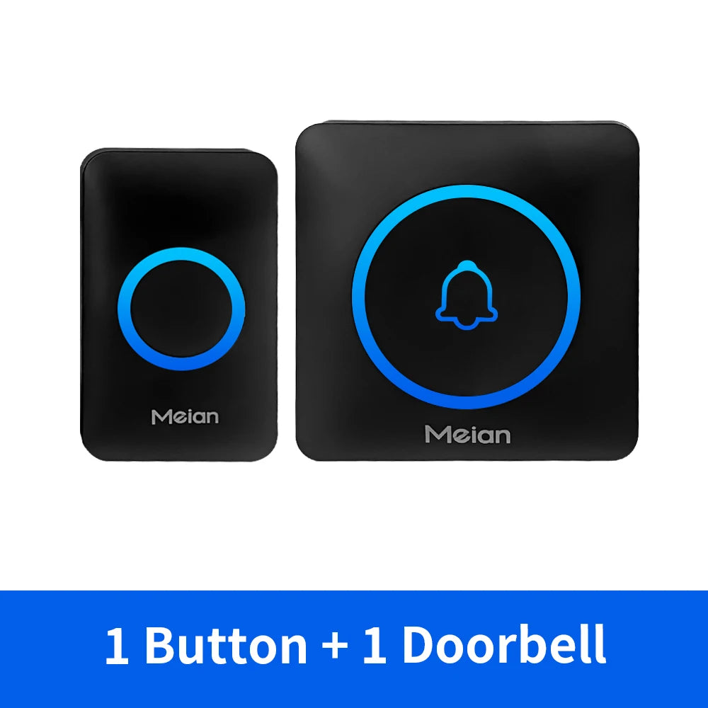 Meian IP65 Waterproof Wireless Doorbell Smart Home Outdoor Door Bell 60 Ringtone 5 Volume Adjustable LED Flash Smart Door Bell
