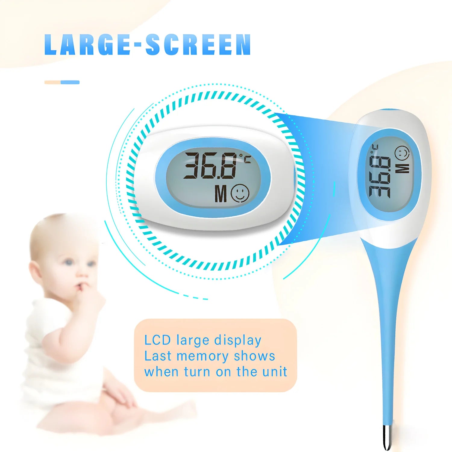 Backlit Medical Temperature Infrared Non-contact Thermometer Forehead Thermomete LCD Display Fever Measure For Baby Adult