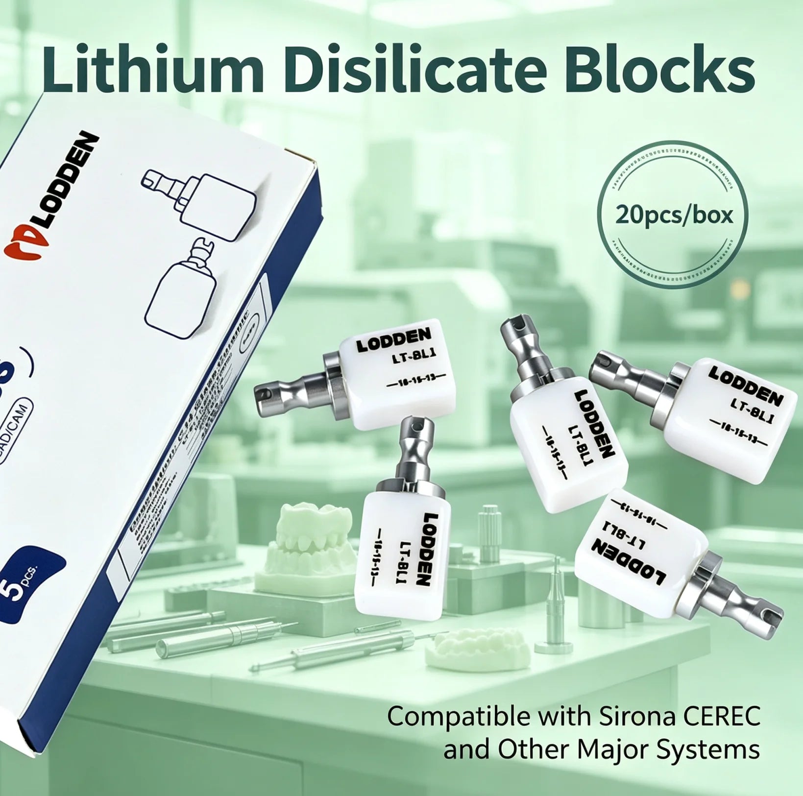 20PCS Lithium Disilicate Glass Ceramic Blocks CAD CAM Sirona Cerec LODDEN C14 Dental Lab HT LT MT Veneer Dentist Materials