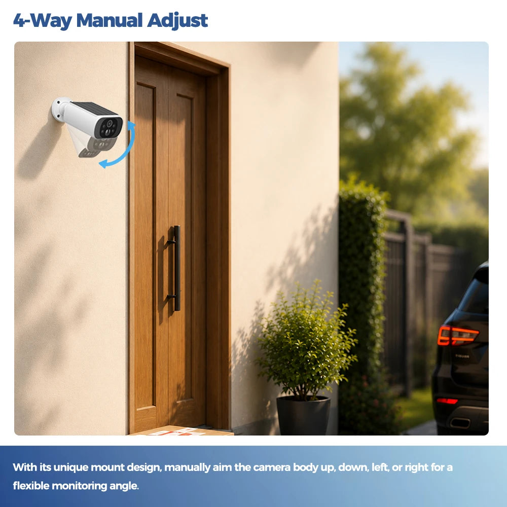 ALEVIO 2.5K Outdoor Solar Camera Wireless Cam WIFI Ultra Standby Time PIR Motion Light Color Night Vision AI Detect Battery Cam