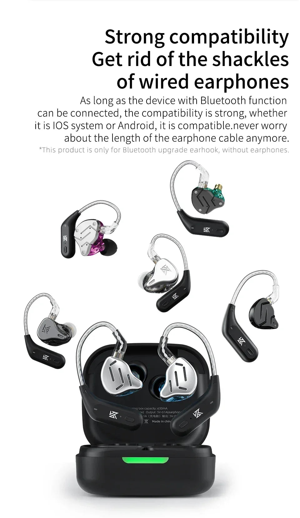 Bluetooth 5.2 Wireless Ear Hooks for KZ Monitors - Tidesmit Tidesmit