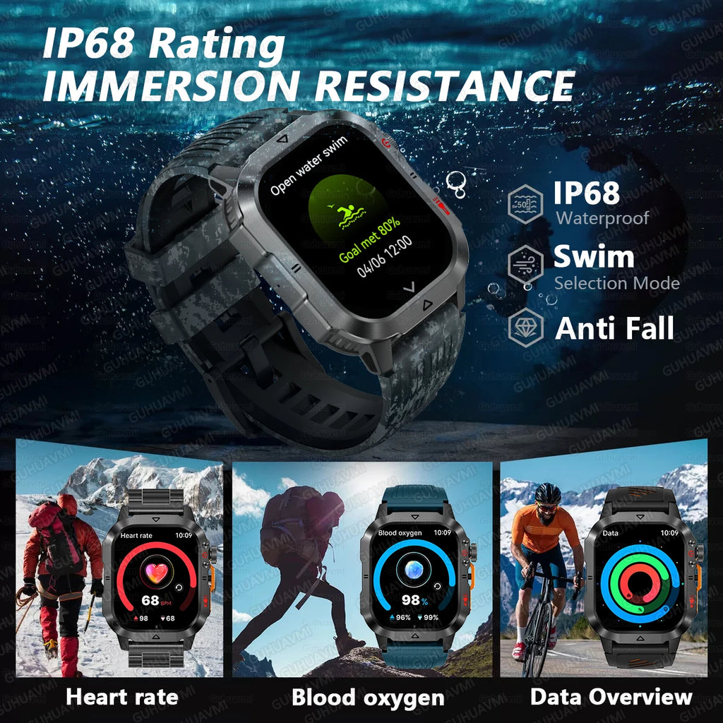 Official Transformers Men Military Smartwatch 1000mAh Big Battery 2.01" HD AMOLED Display Bluetooth Call Waterproof Smart Watch