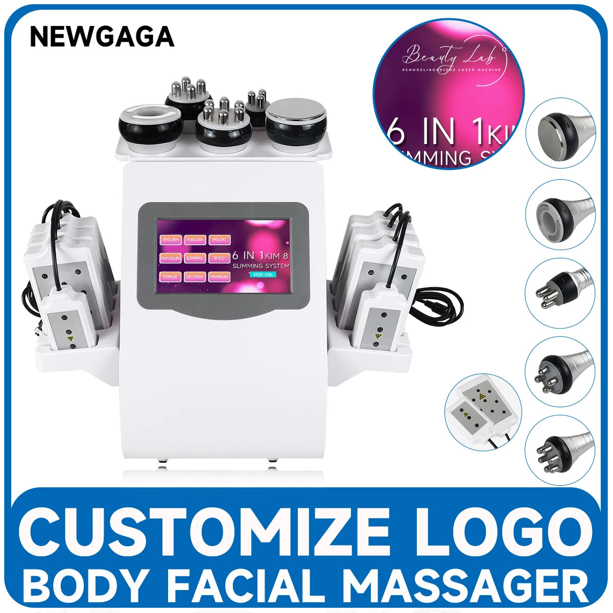 Ultrasonic Cavitation Machine 6-in-1 Body Slimming Device Body Shaping Massage Equipment Tidesmit