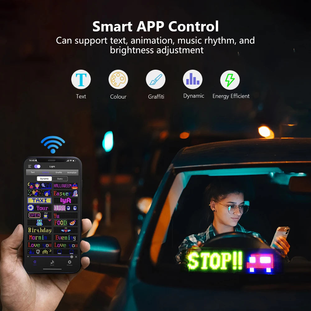 Programmable Car LED Matrix Panel | Flexible DIY Display Sign - Tidesmit Tidesmit