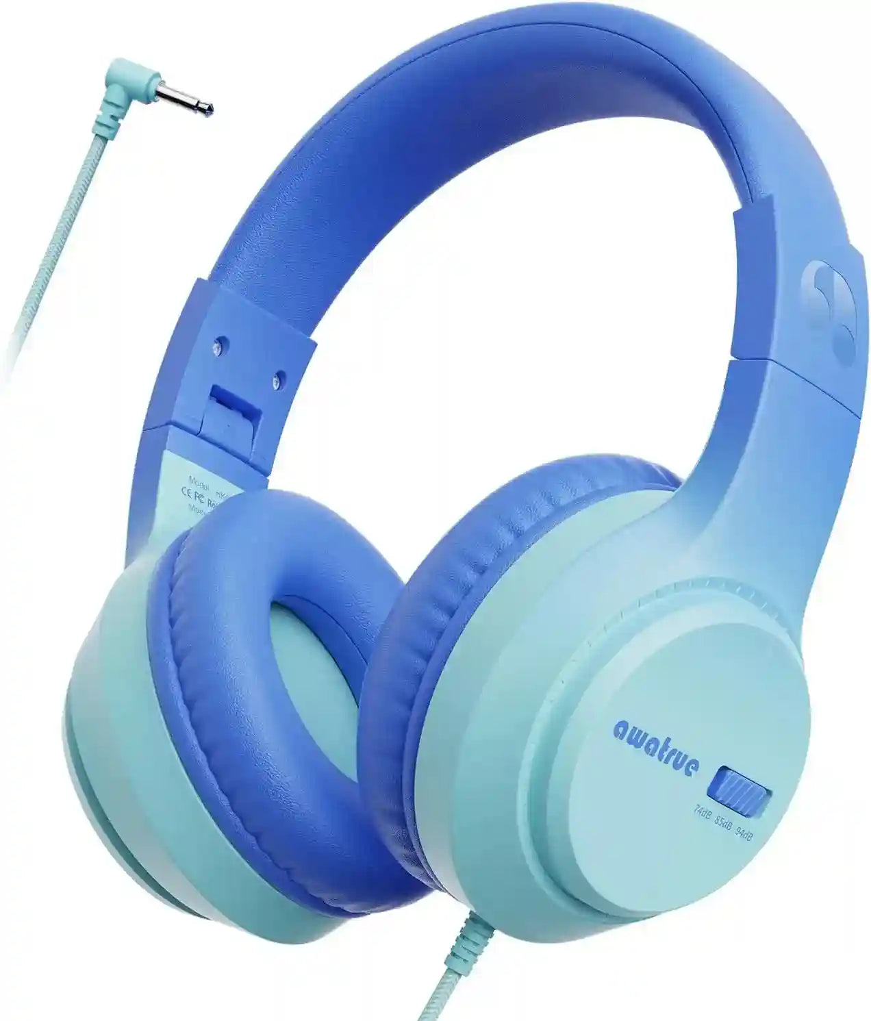 Kids Wired Headphones with Microphone - Comfortable Over-Ear Study Headset Blue Tidesmit