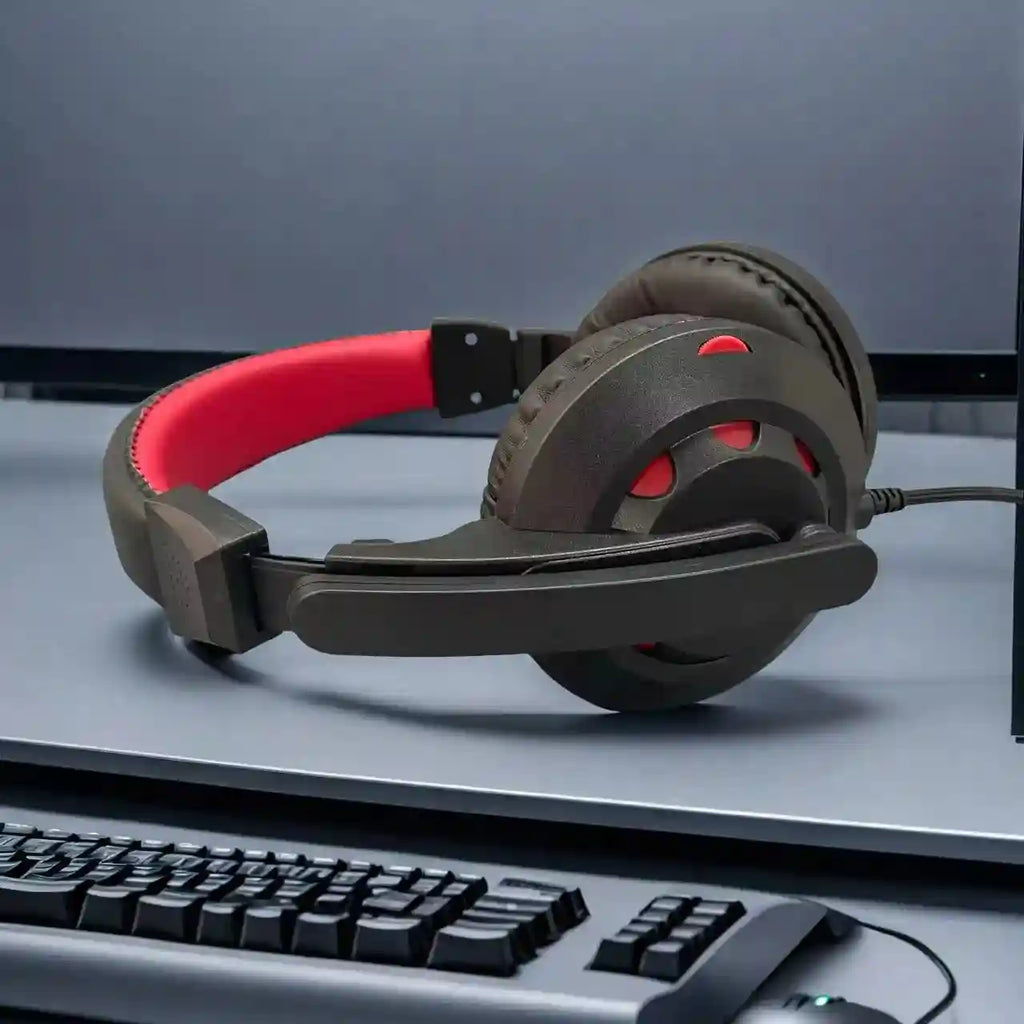 Tidesmit Red Over-Ear Gaming Headphones with Mic and Low Latency Audio Tidesmit