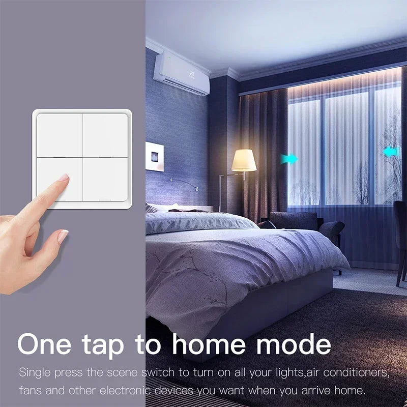 ZigBee Wireless 4 Gang 12 Scene Tuya Switch Push Button Controller Battery Powered Automation Scenario Work Alexa Google Home