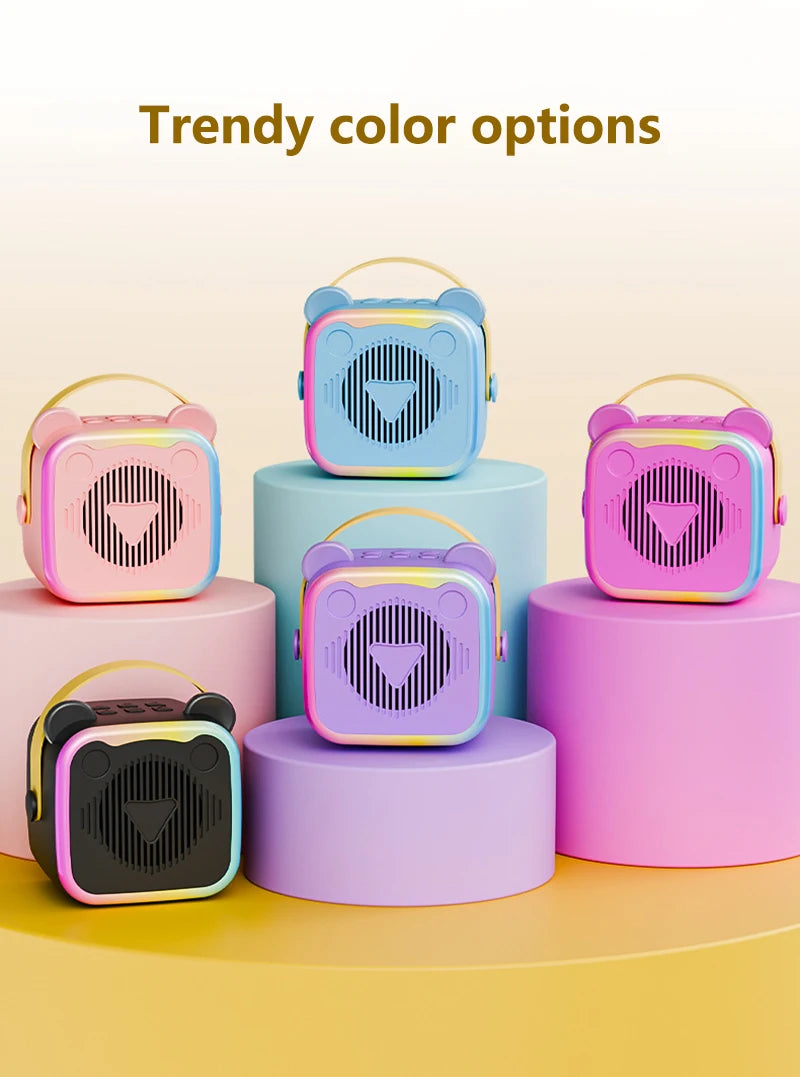 K10 Wireless Bluetooth Speaker With 2 Microphone RGB Light Outdoor Home Karaoke Voice Change Mini Speaker for Family Gifts
