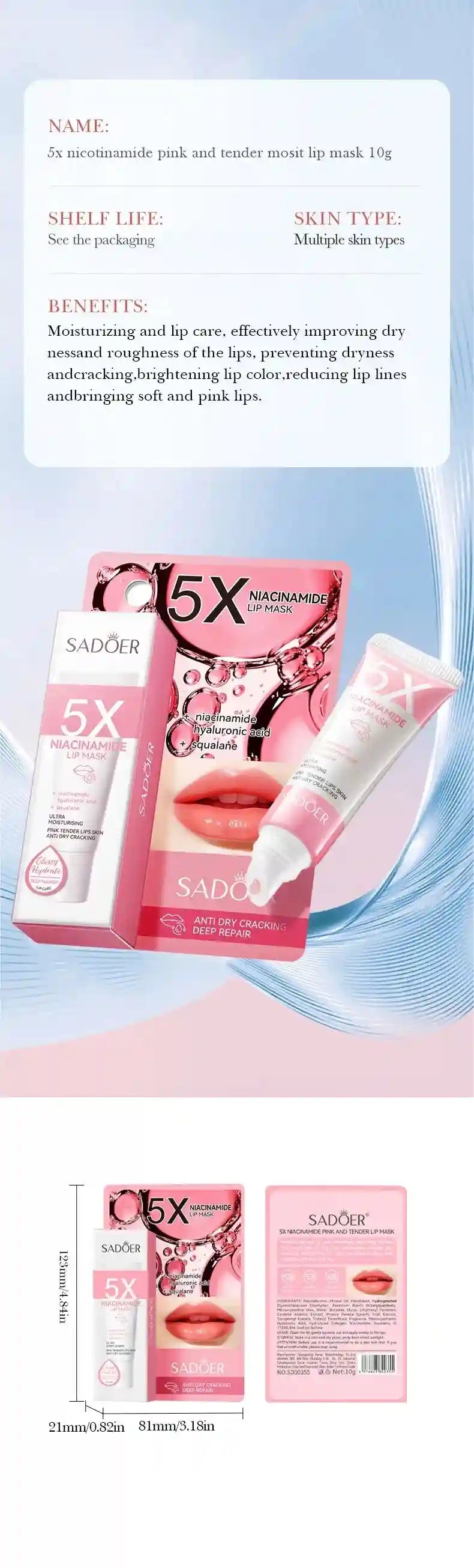 Dark Lip Lightening Balm - Exfoliating Pink Lip Mask by Tidesmit Lip Care Tidesmit