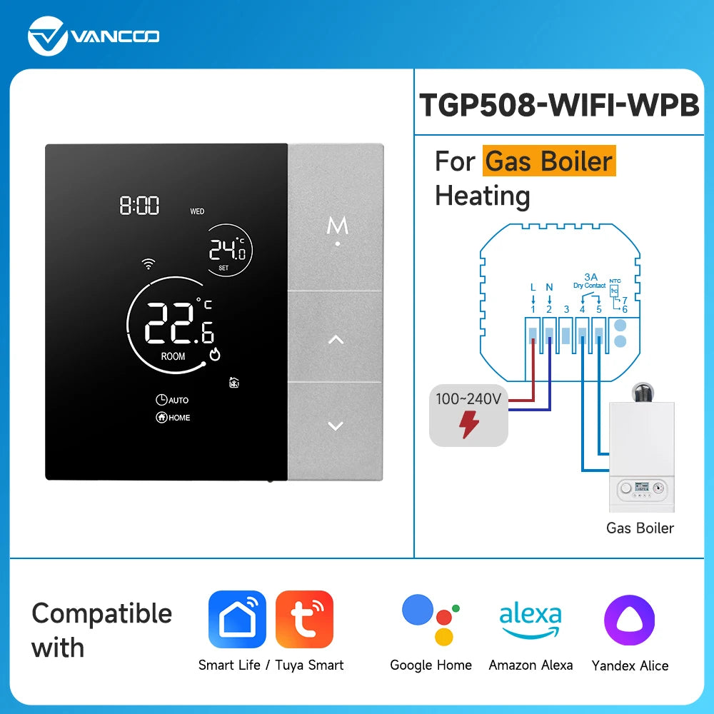 Tuya Wifi Thermostat Smart Home Thermoregulator for Warm Floor Electric Heating Gas Boiler Heating With Google Home/Alexa/Alice