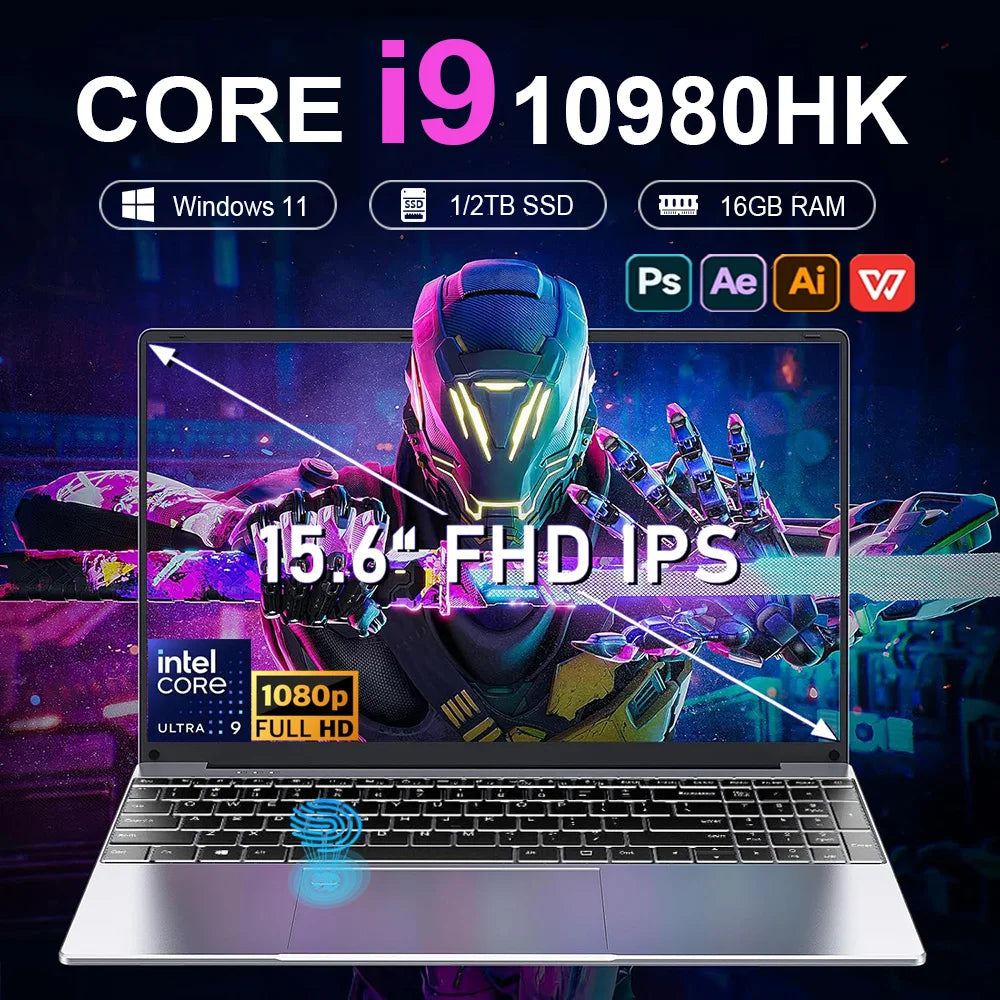 15.6 inch Laptop Computer PC intel i9 10980HK/9900U Laptops 16GB RAM 1TB M.2 SSD Portable 1920*1080 Laptop Notebook Windows 11